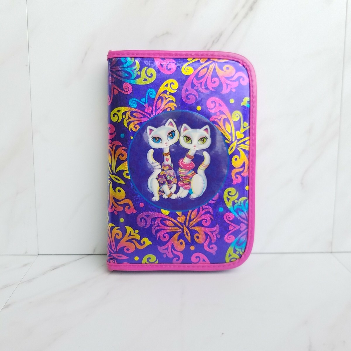 Vintage Y2K Lisa Frank Mini Zipper Binder Organizer 2 Glittery