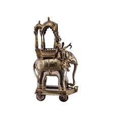 A rare early 19th century Indian silver and parcel gilt Elephant toy.