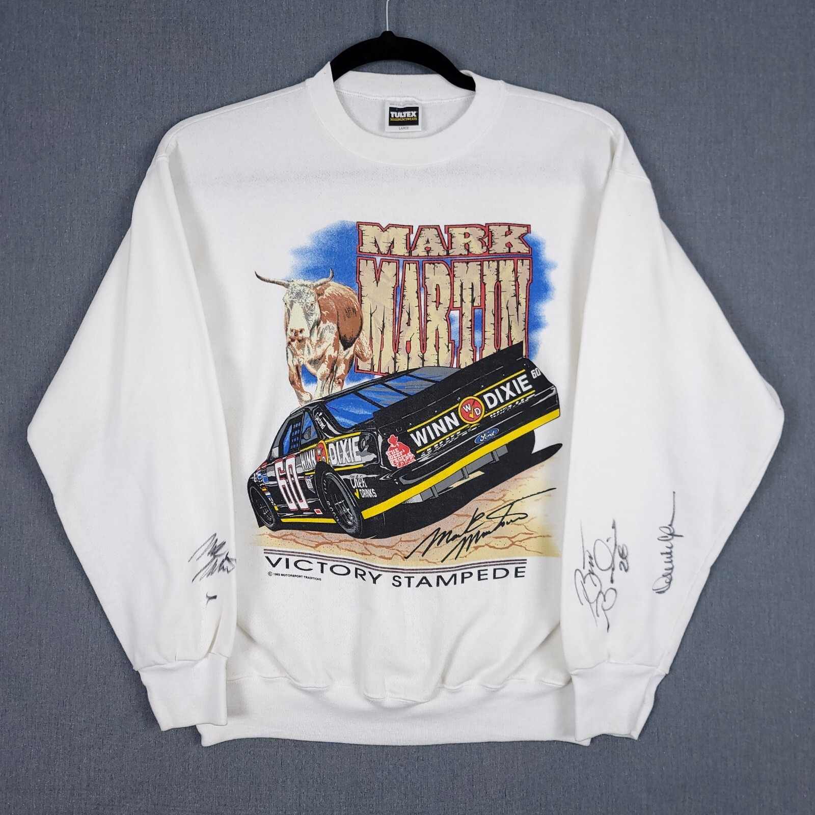 Mark Martin Vintage Shirt Mens Large White NASCAR Graphic 1993 Autos Cope Bodine