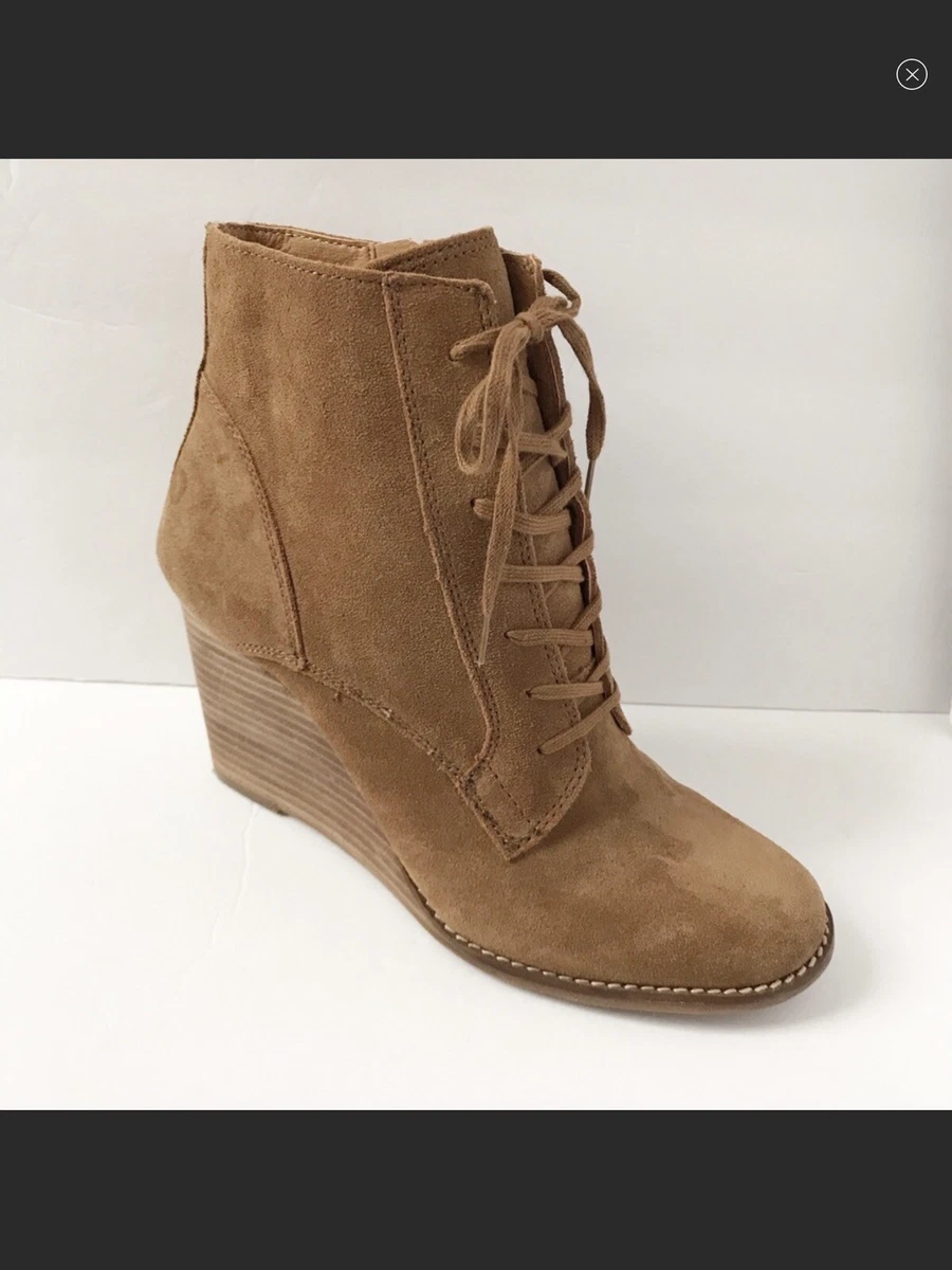 Lucky brand yimmie oiled suede wedge booties sale