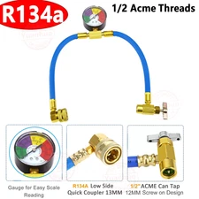 Self-Sealing R134A Refrigeration Recharge Hose Kit AC Charge Hose w/Gauge US