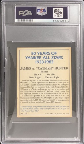 Catfish Hunter Signed 1983 TCMA #20 Card 50 Years Yankees HOF PSA/DNA Auto Gem10 - Picture 2 of 2