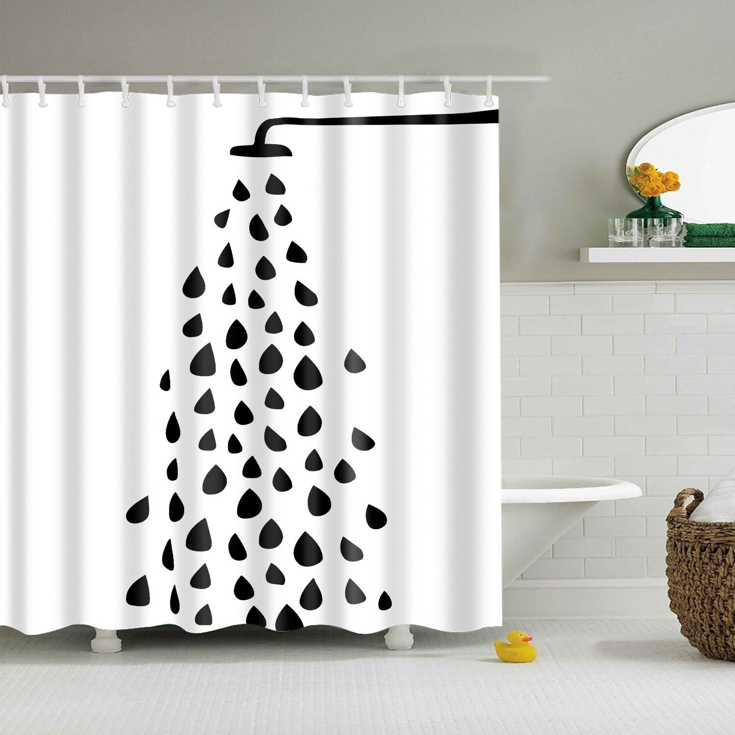 Alphabet With Planets 71x71 Fabric Shower Curtain Sheer Mat Rug Bathroom Decor