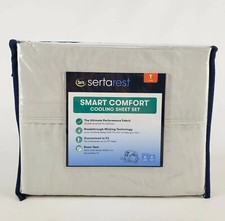 Serta Rest Smart Comfort Cooling Sheet Set Twin New 3 Piece Light Grey Gray