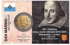 Info Card San Marino 2016 William Shakespeare No Coin