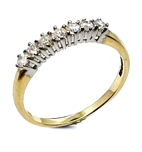 9ct Yellow Gold 0.25ct Diamond Eternity Ring. 7 Diamonds. Size P. 1.5g. NB458 - Picture 3 of 8
