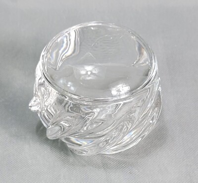 Vintage GLASS Clear SWIRL DESIGN Trinket BOX With Lid