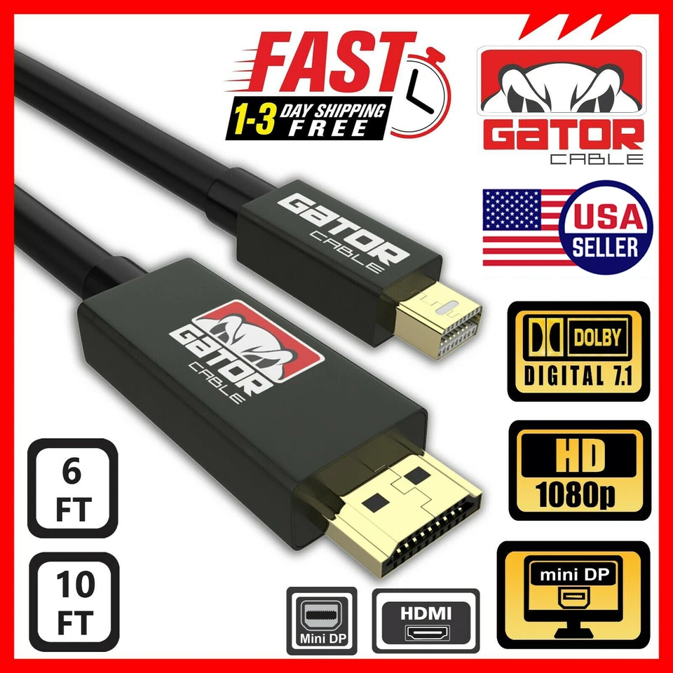 Mini DisplayPort DP Thunderbolt to HDMI Cable Adapter HD 4K for MacBook Surface - Image 2 of 4