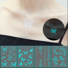 Waterproof Nightglow Flower Butterfly Body Temporary Tattoo Stickers Body Art