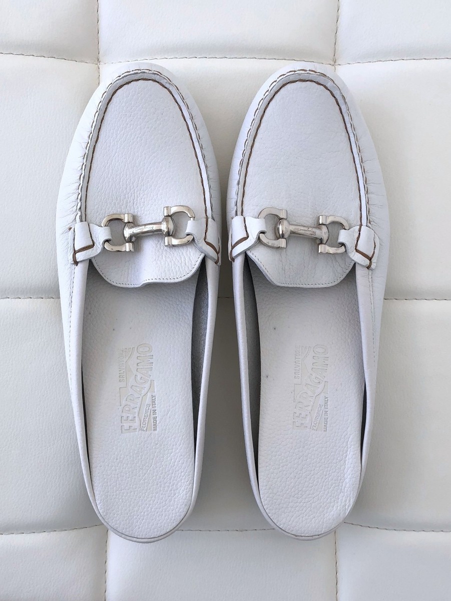 NEW SALVATORE FERRAGAMO Sz 10 White Loafer Moccasins Slip-On  display picture 1