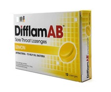 DIFFLAM AB Sore Throat Lozenges Lemon 12’s Antibacterial FREE SHIPPING