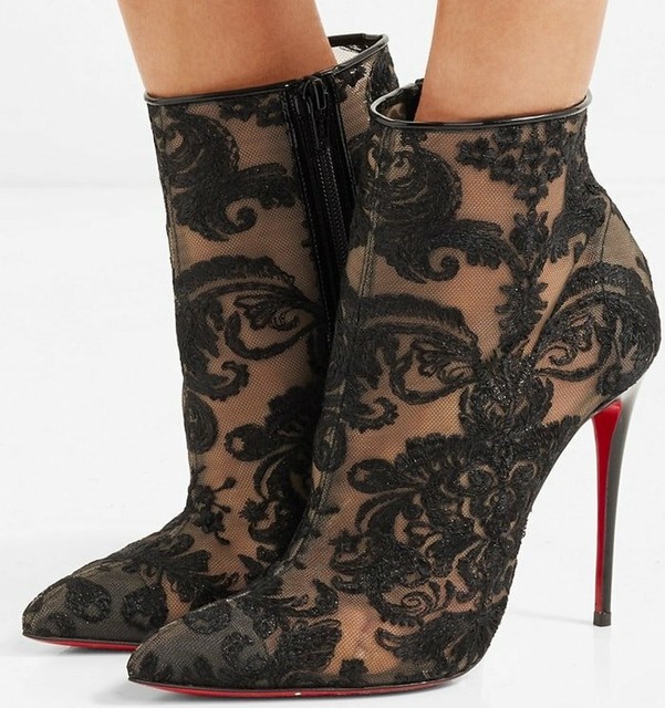christian louboutin lace booties
