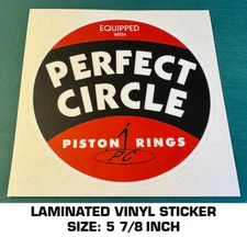 PERFECT CIRCLE PISTON RINGS VINYL DECAL STICKER - VINTAGE NASCAR - ROAD RACING
