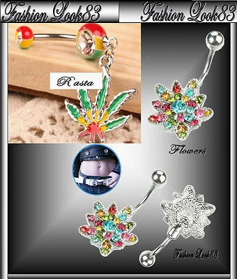 PIERCING NOMBRIL AU CHOIX STRASS ZIRCONIUM OU RASTA OU LES DEUX SEXY E24 E40