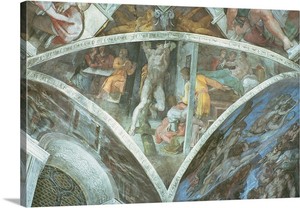 Sistine Chapel Ceiling Haman Spandrel Pre Restoration Canvas