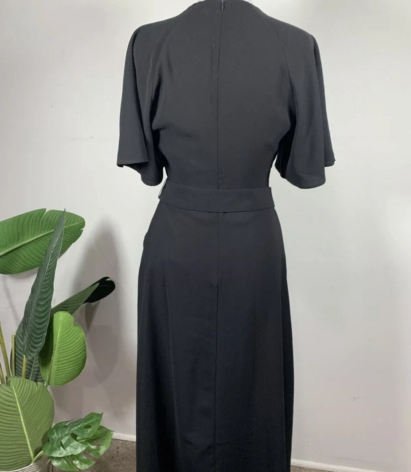 Vestido MIDI Pearl By Lela Rose para mujer talla 2 negro crepé fluido negro Foto 3 de 4