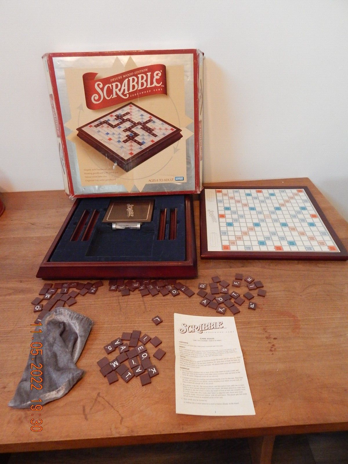 Deluxe Wood Edition Scrabble Crossword Classic Challenging and Fun Board  Game | eBay