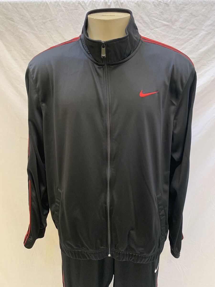 Nike Men's Size XL Jacket & M Pants Black With Red Stripes Nike Men's Size XL Jacket & M Pants Black With Red Stripes
