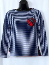 VINEYARD VINES Girls Strpd Boat Nck Top Plaid Pckt 32 In Chst 22 In Lng Sz L EXC