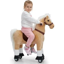 Lil’ Jumbl Small Ride on Horse, Kids Ride on Toy w/Sounds & Wheels (Off-White)