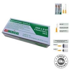 25G x 5/8 Inch Poly Hub Needles for Pets - 100 Count, Ultra-Sharp and Sterile