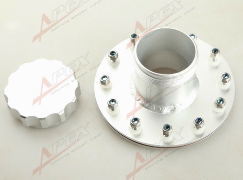 AU Billet Aluminum 12 Bolt Flange Fuel Cell Fast Fill Filler Neck And Cap Silver - Picture 4 of 7