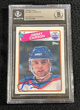 Jimmy Carson Signed 1988/89 Topps Card #9 Beckett Certified Edmonton Oilers