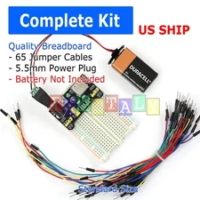 400 POINT SOLDERLESS BREADBOARD 65 PCS JUMPER CABLE ½MB-102 POWER SUPPLY MODULE