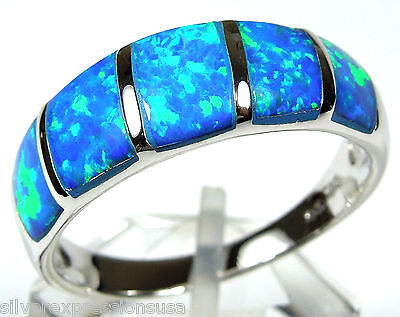 Details about   Blue Fire Opal Inlay 925 Sterling Silver Band Ring size 7-9 