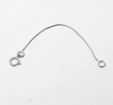 Thin Baby Box Chain Necklace Extender  Extension Real Solid 10K White Gold 0.6mm