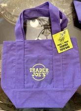 Stunning Trader Joe's Mini Trick Or Treat Canvas Tote Bag PURPLE 