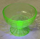Hazel Atlas Vaseline Pedestal CANDY DISH Bowl Uranium GLOWS