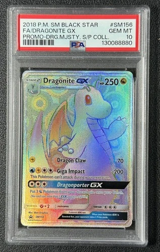 DRAGONITE GX PSA 10 2018 POKEMON SM BLACK STAR PROMOS #SM156 MAJESTY FA 8880