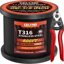 Black Stainless Steel Cable for Railing - 600FT 1/8" T316 Wire Rope for Deck ...