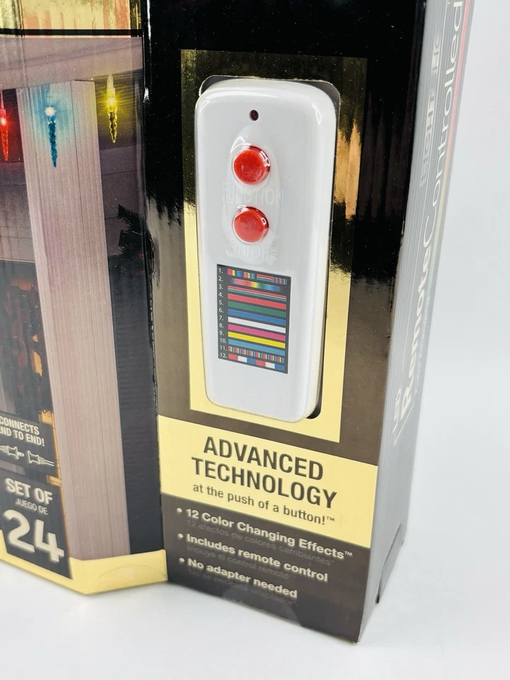 Gemmy LIGHTSHOW Set of 24 Icicle Color Changing Effects Pattern + Remote & Clips - Image 2 of 4