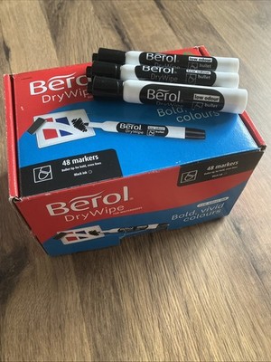 Berol geruchsarme TROCKENWISCHBARE Marker, Kugelspitze / 2 mm Linie, SCHWARZ (BOX 48 MARKER)