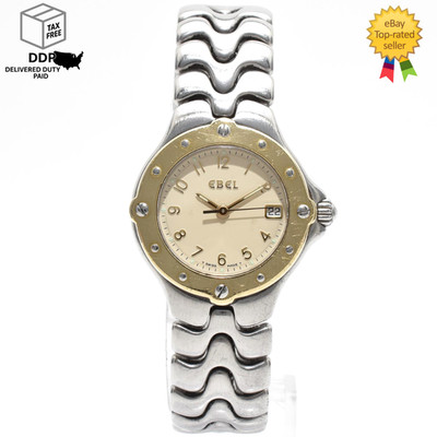 Vintage [ Exc+5 ] EBEL E Sportwave 6087621 Cream Dial Gold Silver Women's Watch