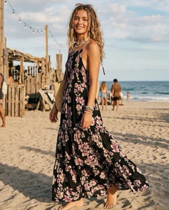 Free People Sz Small Intimately Maxi Dress Floral Smocked Garden Party Tiered