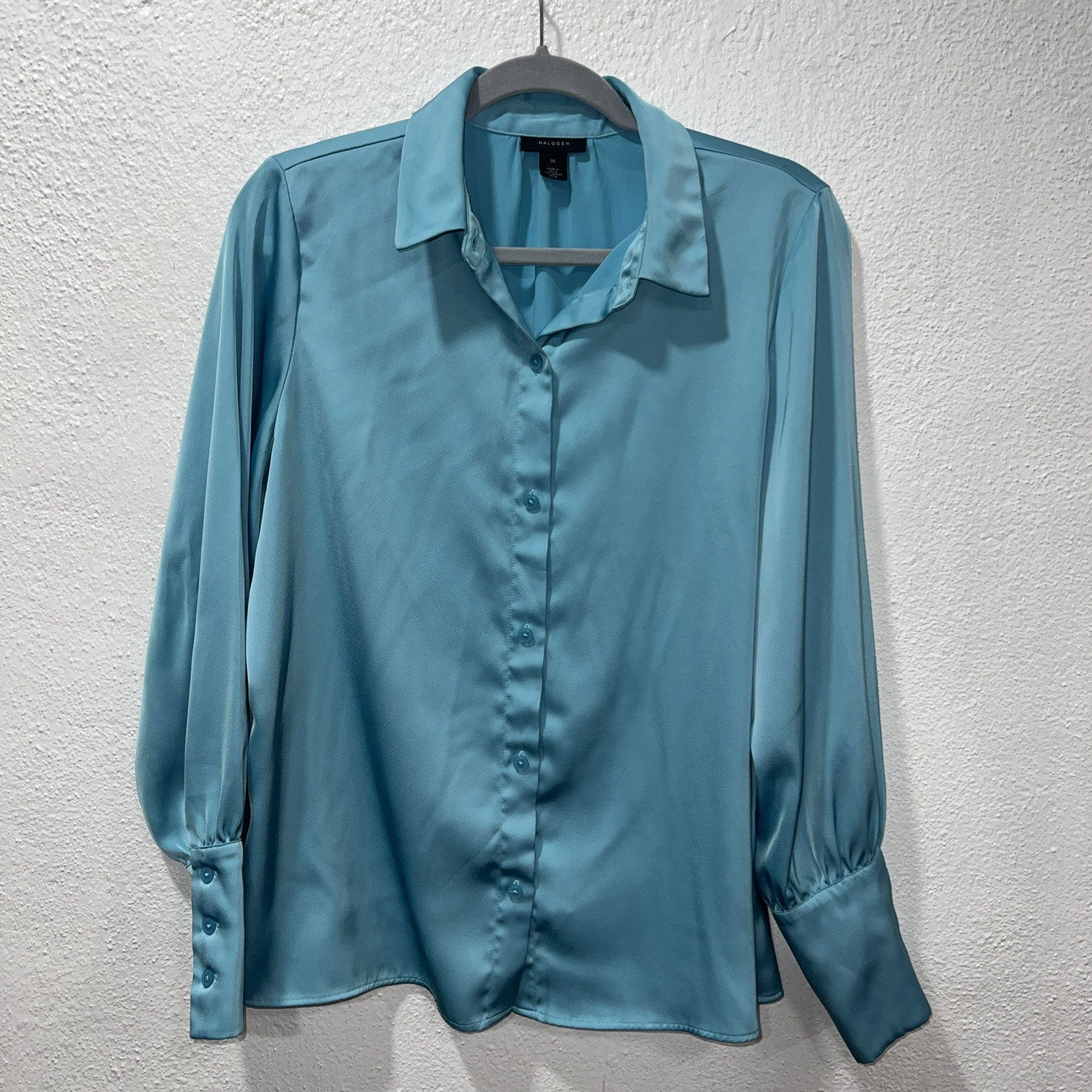 HALOGEN Nordstrom Sz: M Solid Button-Up Shirt - B… - image 1