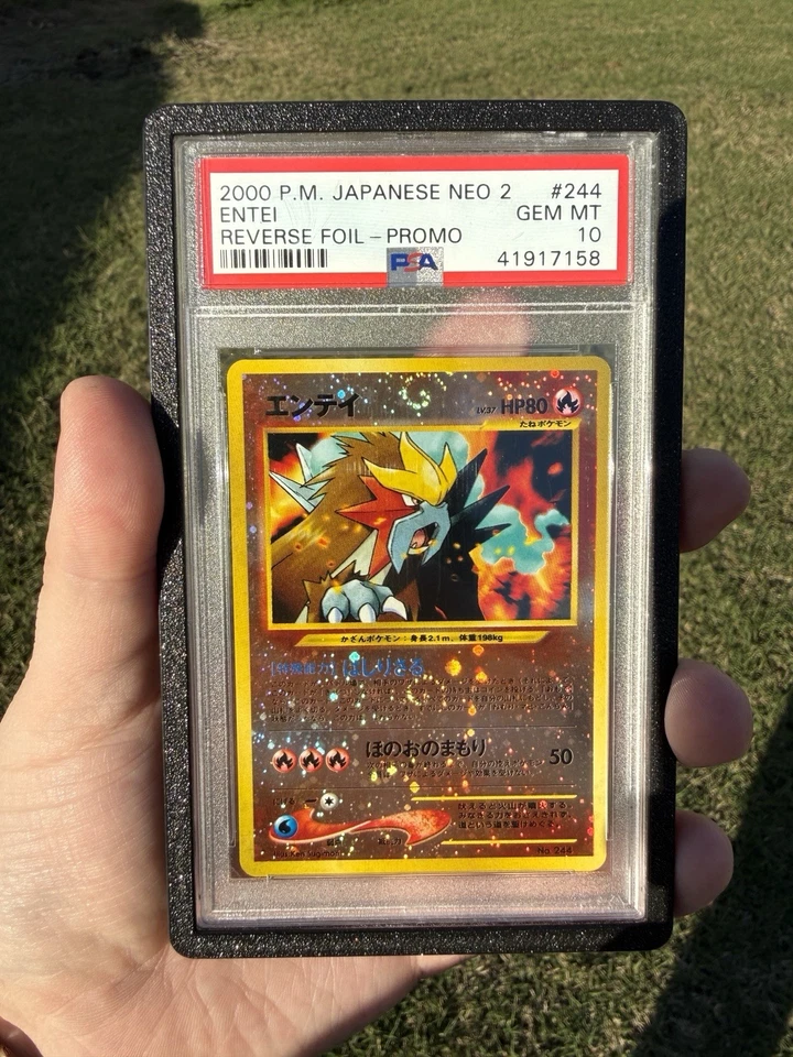 2000 POKEMON NEO 2 PROMO REVERSE FOIL #244 ENTEI PSA 10 GEM MINT DOUBLE SWIRLS - Image 3 of 4