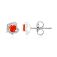 Cavill Feueropal Ohrstecker 925 Silber Rhodiniert Orange Floral 0,20Ct- Ohrringe