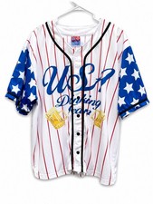 USA Drinking Team America ’76 Baseball Jersey 2XL Patriotic Beer Button Up Shirt
