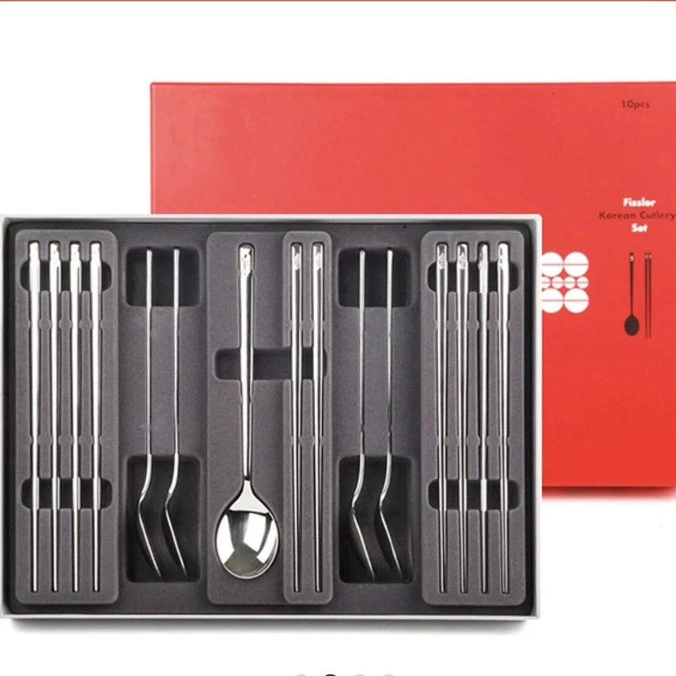 Juego de cubiertos coreanos Fissler para 5 palillos cuchara de manzana cena familiar/seguimiento Foto 4 de 4