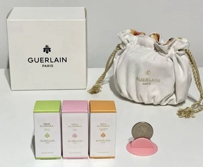 Guerlain Aqua Allegoria 3pc Eau De Toilette Mini Splash Set 7.5ml 0.25oz & Pouch