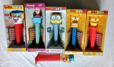 PEZ,VINTAGE,6 GIANT PEZ DISPENSERS, BART,HOMER,MINION BOB,CINDERELLA,PETER