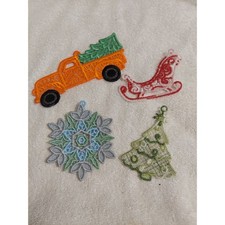 Christmas Lace Ornaments Truck Sleigh Snowflake Tree Set Festive Holiday Decor