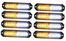 8pcs Sync Feature Ultra Slim 12-LED Surface Mount Flashing Strobe Amber/White