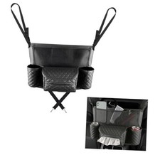 Car Purse Holder Between Seats, Luxury Leather Front Seat Back Handbag Black