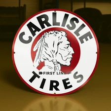 Vintage Carlisle Tires First Line Heavy Metal Sign XL   - 19.7" (50 cm)