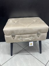 Panca Contenitore Malaga Forma Valigia In Velluto Tortora Piedi Metallo